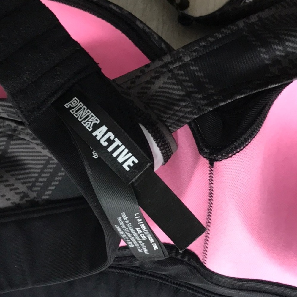 PINK ACTIVE RACER BACK PLAID BRA SIZE LARGE - Picture 3 of 9